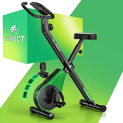 Immagine prodotto di Cyclette da interno pieghevole, cyclette da interno pieghevole, cyclette da allenamento con 16 livelli di resistenza magnetica, sensore di frequenza cardiaca, monitor LCD e sella confortevole, ideale per la casa e l'ufficio, con una capacità massima di 150 kg