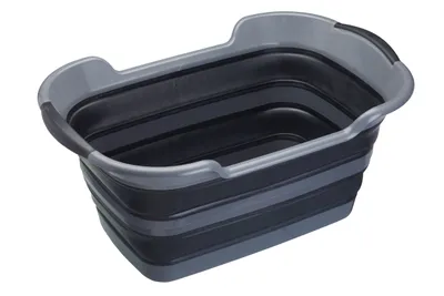 Produktbild von MasterClass Smart Space Wanne, Faltbarer Wäschekorb, Korb Aufbewahrung und Transportbox für Wäsche oder Geschirr, Aufbewahrungskorb, Grau/Schwarz, Kunststoff/Silikon, 60,5 cm x 40 cm x 28 cm