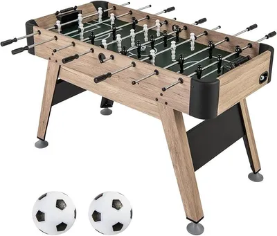 Imagen del producto de Silecomplaza, mesa de futbolín, incluye 2 pelotas, 26 figuras de jugadores y 2 contadores de puntos. Mesa de futbolín de madera con patas ajustables en altura, ideal para niños y adultos. Dimensiones: 117 x 67,5 x 84,5 cm