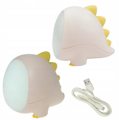 Obrázek produktu pro Noční lampička LED DINO růžová, 1,6W, 1200mAh, pro děti, stolní lampa, kabel