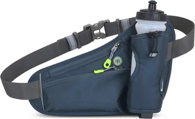 Produktbild von Bauchtasche mit Wasserflaschenhalter – Wasserabweisende Outdoor Hüfttasche für Laufen, Radfahren, Camping, Verstellbarer Sport-Taillenbeutel aus Nylon