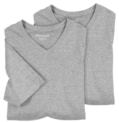Produktbild von Redfield 2er-Pack XXL T-Shirts grau melange V-Neck
