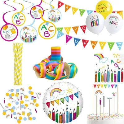 Produktbild von Einschulung Schulanfang Partyset Deko Dekoration Schule bunt