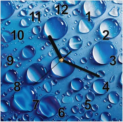 Produktbild von Wanduhr aus Glas mit Motiv Wassertropfen- 30 x 30 cm - inkl. Aufhängesystem