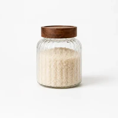 Image de Pot de conservation en verre avec couvercle acacia 1400 ml, 15 x 13 cm