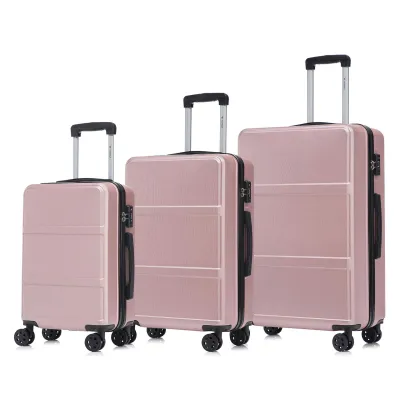 Produktbild von Premium Reisekoffer TSA-Schloss,YKK-Reißverschluss Hartschalen-Koffer Trolley Kabinenkoffer Rollkoffer Suitcase Handgepäck  (Roségold, M-L-XL-Set)