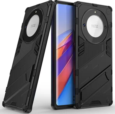 Produktbild von Armor Hülle für Honor X40 /Honor X9A /Magic5 Lite, Hybrid PC TPU Bumper Stoßfestes Schutzhülle mit Standfunktion Schwarz