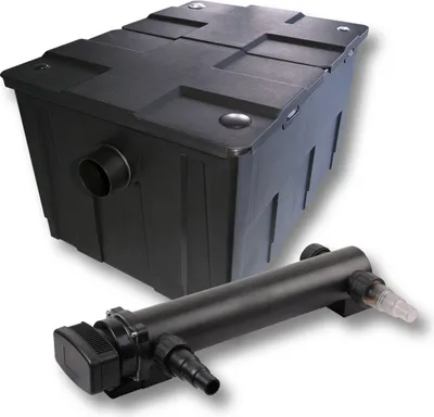 Immagine prodotto di Set completo SunSun: filtro per laghetti CBF-550 fino a 60000 L come filtro a flusso continuo, chiarificatore per laghetti CUV-324 chiarificatore UVC con 24 watt di potenza UV-C