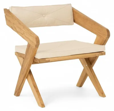Produktbild von Gartenstuhl Moderner Stil Weiß Holzrahmen Weiche Rückenlehne Bequem