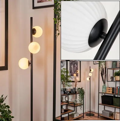 Produktbild von Garaguso Stehlampe aus Metall/Riffelglas in Schwarz/Weiß