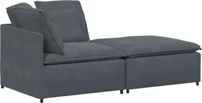 Zdjęcie produktu dla Sofa modułowa z podnóżkiem i poduszkami aksamitna ciemnoszara