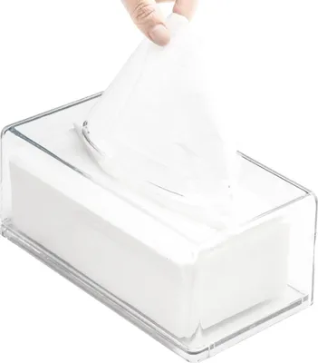 Obrázek produktu pro Čtvercová akrylová krabička na kapesníky, moderní minimalistická průhledná multifunkční koupelnová krabička