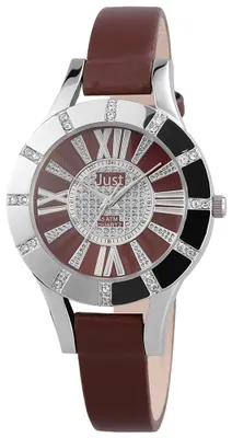 Produktbild von Just Damen Uhr Leder JU10059-002 Armbanduhr braun silber Strass