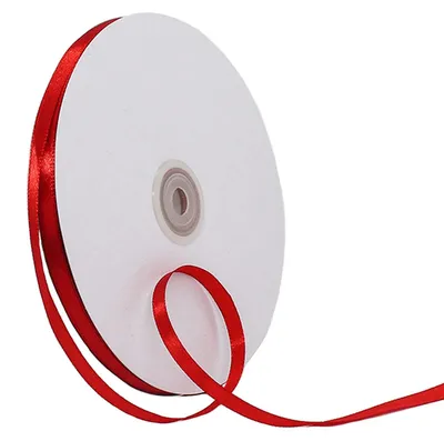 Produktbild von Satinband, 91 Meter lang, in Rot, 6 mm breit, für Dekoration und Geschenkverpackung