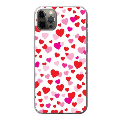 Produktbild von MuchoWow® Handyhülle Schutzhülle Hülle für iPhone 13 Pro Max Eine Illustration mit bunten Herzen Silikon Softcase Handy Hülle - Mobiltelefon