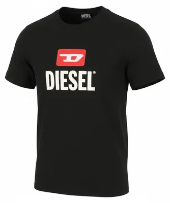 Produktbild von Diesel T-diego New D Logo Herren-T-Shirt, schwarz, Rundhalsausschnitt, kurzärmlig - XL