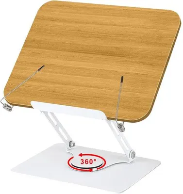 Produktbild von Azomor® Verstellbarer Holzbuchständer mit drehbarem Fuß für multifunktionale Nutzung