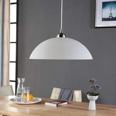 Produktbild von Lindby - Klassisch I Antik Klassische runde Hängelampe I Pendellampe I Pendelleuchte weiß - Valeria I Wohnzimmer - Glas Rund - LED geeignet E27