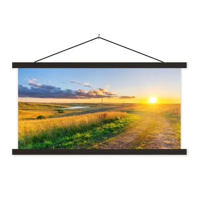 Produktbild von MuchoWow® Textilposter Sonne - Natur - Landschaft 150x75 cm mit schwarzem Rahmen - Posterleiste