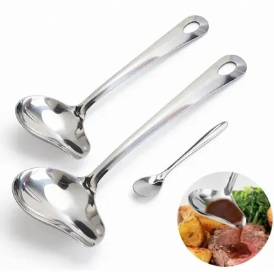 2er-Set Edelstahl-Saucenlöffel mit Ausgießnase, 20 cm, spülmaschinengeeignet