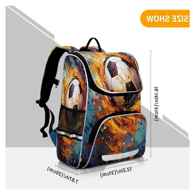 Produktbild von Abstraktes Aquarellmotiv auf einer Fußball-Büchertasche, Rucksack für Studenten, große Tasche für Kinder