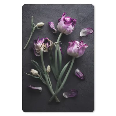 Produktbild von MuchoWow® Mauspad Mousepad Tulpen - Lila - Blätter 40x60 cm - Mousepads - Maus Mat - Pad - Mausunterlage - Schreibtisch Accesoire