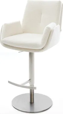 Produktbild von DELIFE Barstuhl Clea-Flex Bouclé Soft Beige Drehfuß höhenverstellbar Edelstahl Silberfarben