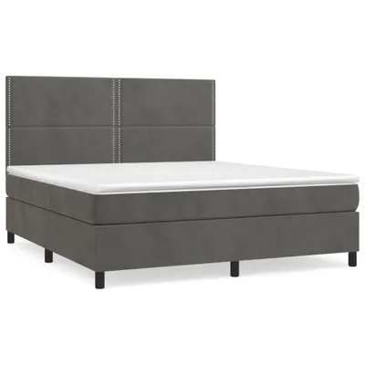Produktbild von vidaXL Boxspringbett mit Matratze Dunkelgrau 160x200 cm Samt