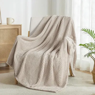 Productafbeelding van Deken - Wafeljacquard - 130 x 170 cm - Licht en zacht - Polardeken voor bank en bed