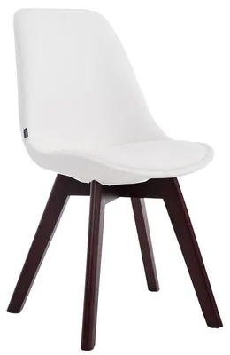 Productafbeelding van CLP Stoel Manado, bekleding van kunstleer, met zitkussen en houten poten. Frame: wit. Framekleur: walnoot