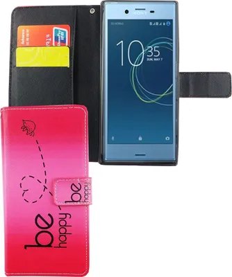 Produktbild von Handyhülle Tasche für Handy Sony Xperia XZs Be Happy Pink