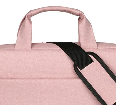 Image de Sacoche pour ordinateur portable, mallette de transport, en tissu Oxford imperméable, grande capacité, pour le travail et le bureau, rose, 14 pouces