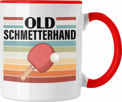 Produktbild von Trendation - Tischtennis Schmetterhand Tasse Geschenk Tischtennisspieler Geschenkidee Lustig für Männer Tischtennis Zubehör (Rot)