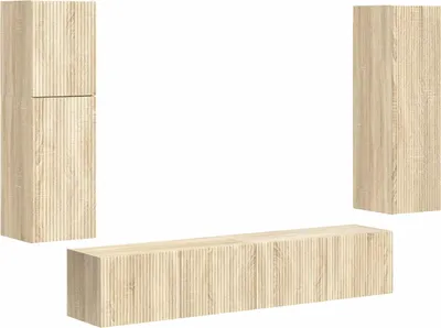 Image de vidaXL Ensemble de meubles TV Fixé au mur 4 pcs Chêne Sonoma Bois composite