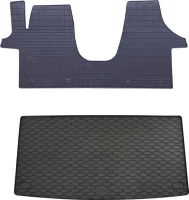 Produktbild von Gummi Fußmatten + Kofferraumwanne Set für VW T5, Bj. 2003- + VW T6, Bj. 2015-