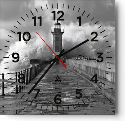 Produktbild von Wanduhr - Quadrat - Glasuhr - Laterne Meer Portugal - 30x30cm - Schleichendes Uhrwerk - Lautlos - zum Aufhängen bereit - Dekoration Modern - Wanddekoration aus Glas - C4AC30x30-4913