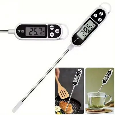 Produktbild von CHPN – Digitales Thermometer für die Küche – Kochthermometer – Lebensmitteltemperaturen – Küchentemperaturanzeige – Weiß – Bis zu 300 °C – Küchenwerkzeug