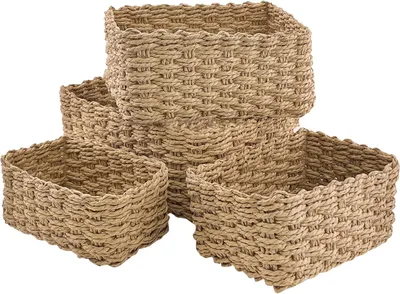 Obrázek produktu pro 4 ks tkaných úložných boxů – univerzální boxy do koupelny, ložnice a kuchyně