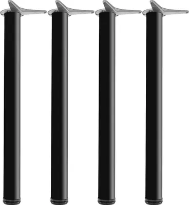 Produktbild von camar Tischfüße verstellbar 700-730mm rund ø 60mm, Metall Tischbeine höhenverstellbar, Stahl schwarz lackiert 4 Stück