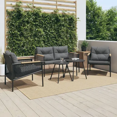 Obrázok produktu pre Maison Exclusive - 3-dielna súprava balkónového nábytku s podložkami, čierna, oceľ