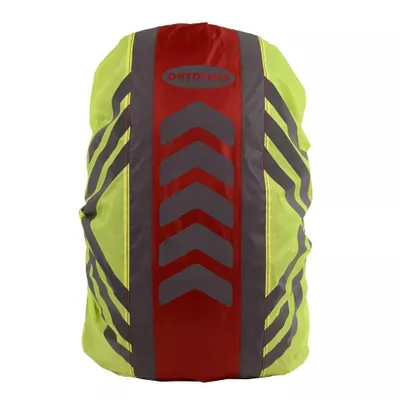 Produktbild von Wasserdichte Rucksack Regenhülle mit Reflektoren – Regenschutz Cover für Schulranzen, Fahrrad, Outdoor & Trekkingrucksäcke – rot / gelb Größe S