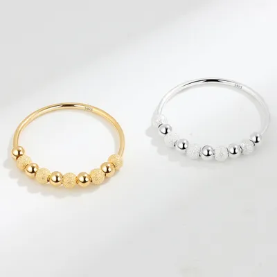 Produktbild von 925 Sterling Silber Anti Stress Ring Kügelchen US 6 Gold