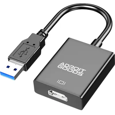 Produktbild von AdroitGoods USB 3.0 zu HDMI - USB Display Adapter Kabel - HDMI Konverter - USB-A zu HDMI - Schwarz