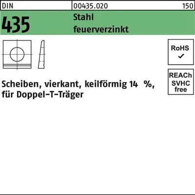 Produktbild von Reyher  435 Keil-U-Scheiben 22 mm üH/feuerverzinkt (100 Stück)