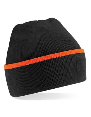 Produktbild von Beechfield B471 | Teamwear Beanie Wintermütze - Farbe: Black/Orange - Größe: One Size