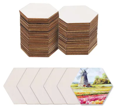 Imagen del producto de Discos de madera hexagonales, 5 cm, paquete de 100 unidades, para manualidades