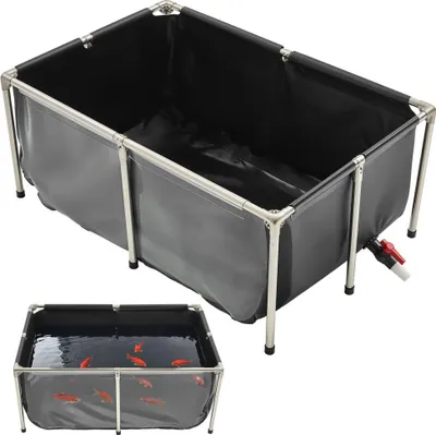 Produktbild von Koi-Aquarium Segeltuch Fischteich 480L - mit transparentem Sichtfenster - Teich für Fischzucht und Aquakultur