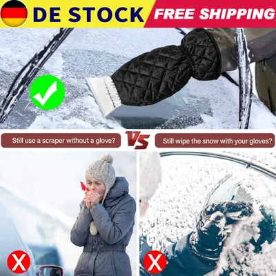 Produktbild von Eiskratzer Auto mit gefüttertem Handschuh, Eisschaber für Autos Windschutzscheibe Heckscheiben und Seitenfenstern Professionell Langlebiger und Stabiler Handlicher Eisschaber Schneeschaufel Werkzeug Ice Scraper