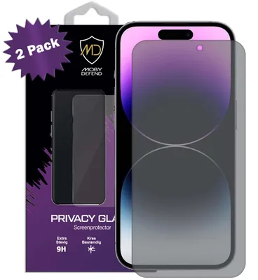 Productafbeelding van 2-Pack MobyDefend Screenprotectors - Geschikt voor   iPhone 14 Pro  - Matte Privacy Glass Screensavers