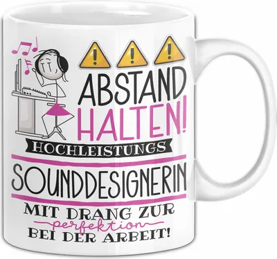 Produktbild von Sounddesignerin Tasse Geschenk Lustig Abstand Halten Hochleistungs-Sounddesignerin Mit Drang Zur Perfektion Bei Der Arbeit (Weiß)